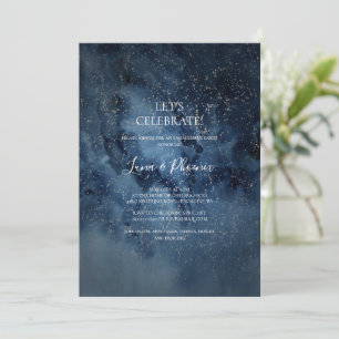 Celestial Night Sky   Silver Let's Celebrate Invitation