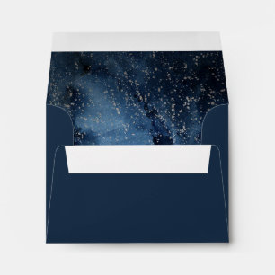 Celestial Night Sky Silver Self Addressed RSVP Envelope