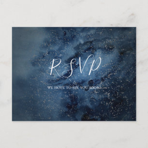 Celestial Night Sky   Silver Song Request RSVP Postcard