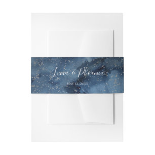 Celestial Night Sky Silver Wedding Invitation Belly Band
