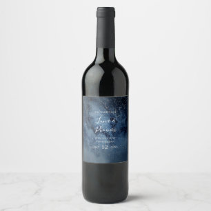 Celestial Night Sky   Silver Wedding Wine Label