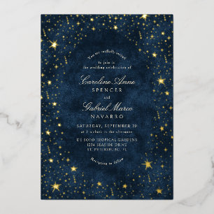 Celestial Night Sky Stars Wedding Foil Invitation