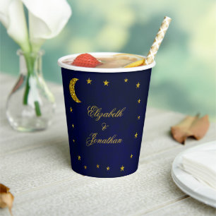 Celestial Night Sky Wedding Paper Cups