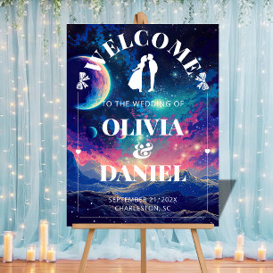Celestial Night Sky Wedding Welcome Acrylic Sign