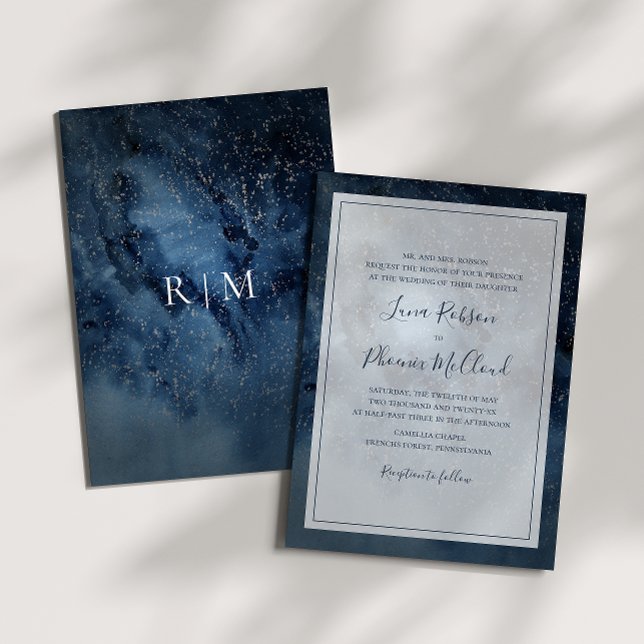 Celestial Night Sky With Frame Traditional Wedding Invitation (Creator Uploaded)