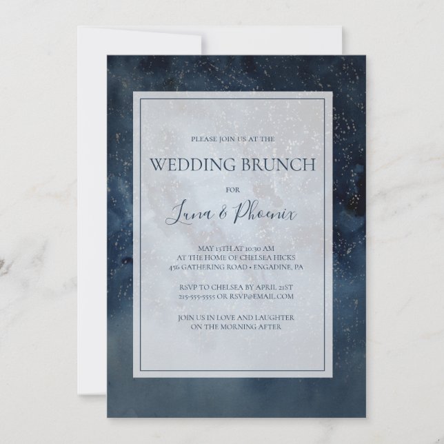 Celestial Night Sky With Frame Wedding Brunch Invitation (Front)