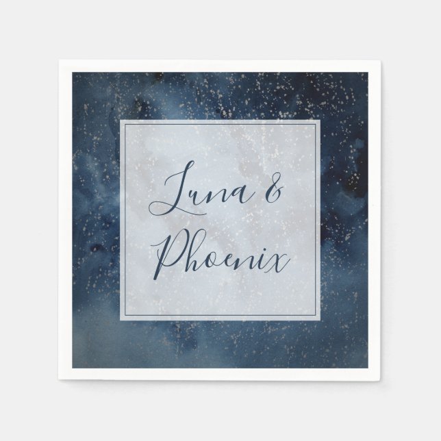 Celestial Night Sky With Frame Wedding Napkins (Front)