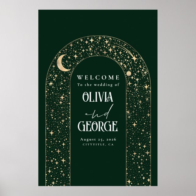 Celestial Night Stars Wedding Welcome Sign (Front)