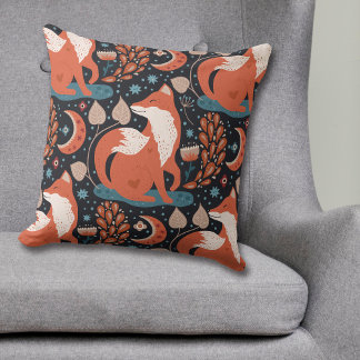 Celestial Nordic Red Fox Pattern Cushion