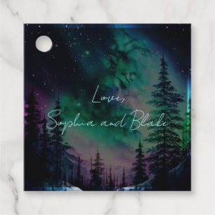 Celestial Northern Lights Personalised Wedding Favour Tags