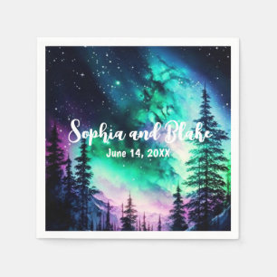 Celestial Northern Lights Wedding Napkin