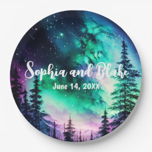 Celestial Northern Lights Wedding Paper Plate
