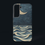 Celestial Ocean Night Phone Case<br><div class="desc">A crescent moon floats over stylised ocean waves,  evoking a sense of calm and celestial wonder beneath the stars.</div>
