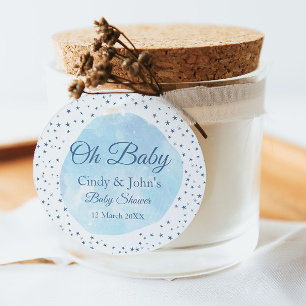 Celestial Oh Baby Blue Moon & Stars Baby Shower Fa Favour Tags