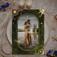 Celestial Olive Green Moon Sun Wedding