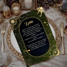 Celestial Olive Green Shooting Star Wedding Detail