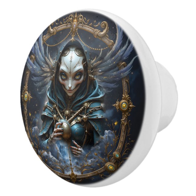Celestial Oracle – Guardian Between the Stars.  Ceramic Knob (Right)