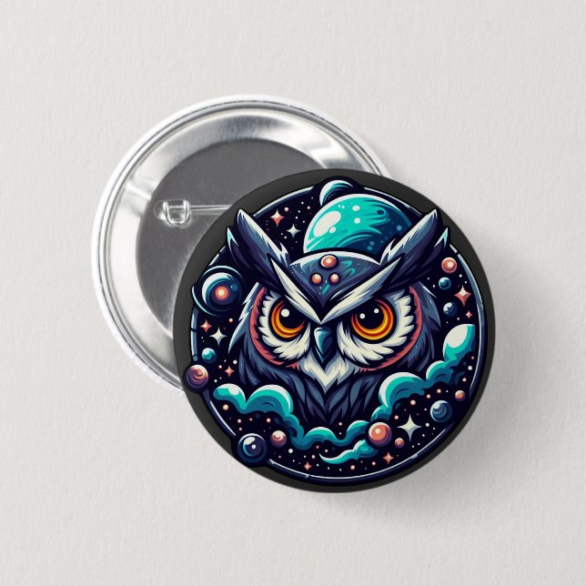 Celestial Owl 6 Cm Round Badge (Front & Back)