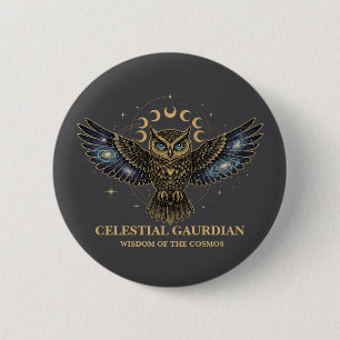 Celestial Owl Cosmic Guardian 6 Cm Round Badge