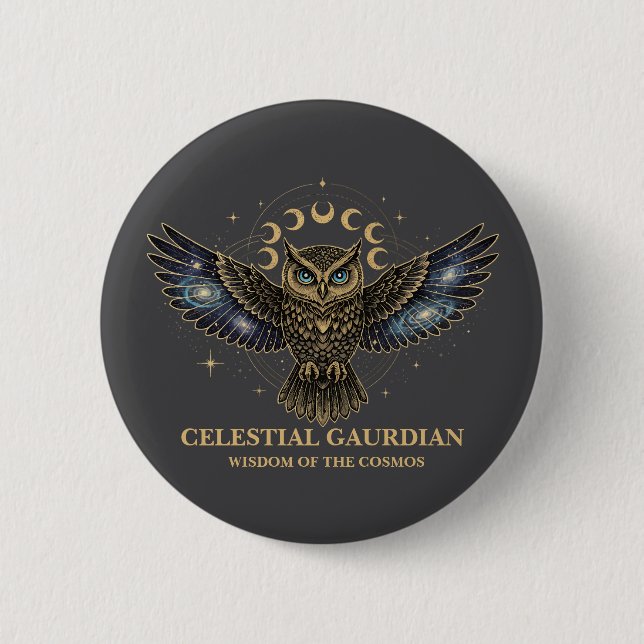 Celestial Owl Cosmic Guardian 6 Cm Round Badge (Front)
