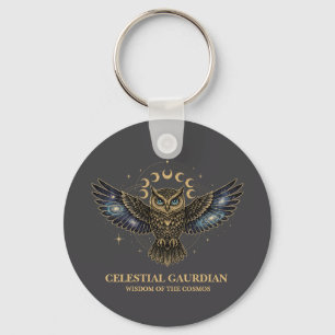 Celestial Owl Cosmic Guardian Key Ring