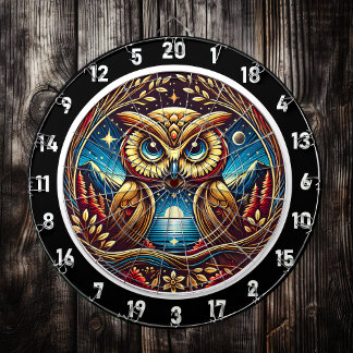 Celestial Owl Glow Dartboard Design