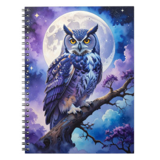 Celestial Owl Moonlight Spiral Notebook