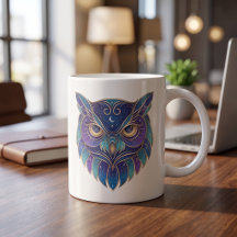Celestial Owl Mug Luxury Line Art