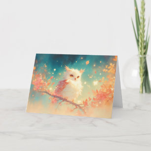 Celestial Owl Perched in an Autumn Glow Card