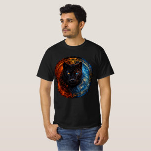 Celestial Panther – Fire and Ice Mandala Art T-Shirt