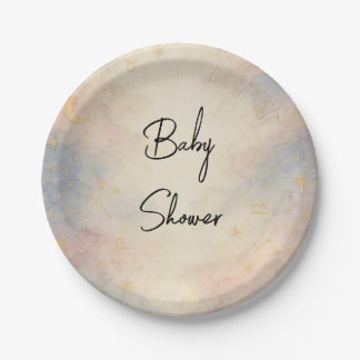 Celestial Paper Plates Gold Stars Constellations