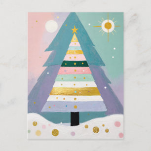 Celestial Pastel Christmas Tree Holiday Postcard