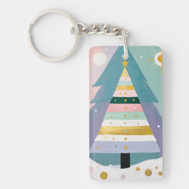 Celestial Pastel Christmas Tree Key Ring (Front)