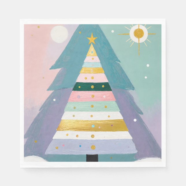Celestial Pastel Christmas Tree Napkin (Front)