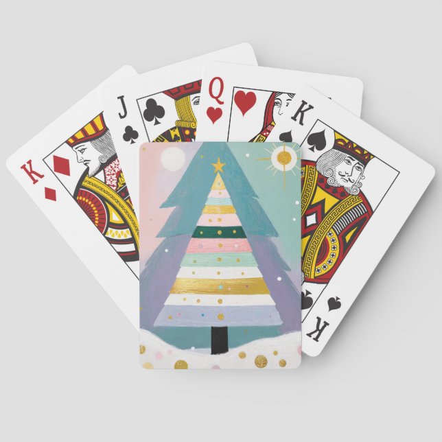 Celestial Pastel Christmas Tree Playing Cards (Back)