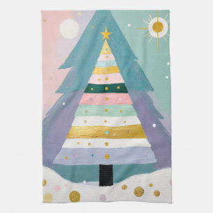 Celestial Pastel Christmas Tree Tea Towel