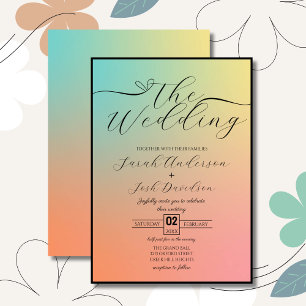 Celestial Pastel Rainbow Gradient Boho Script   Invitation
