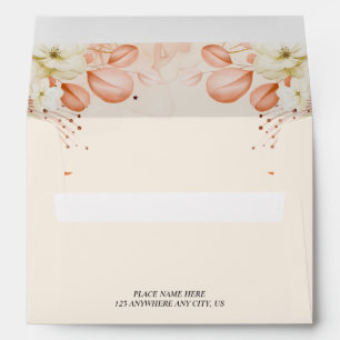 Celestial Peach Orange Floral Watercolor Envelope