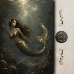 Celestial Pearl Mermaid Decoupage Tissue Paper