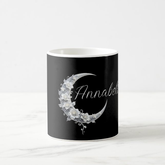 Celestial Personalised Moon Goddess Name on Black Coffee Mug (Center)