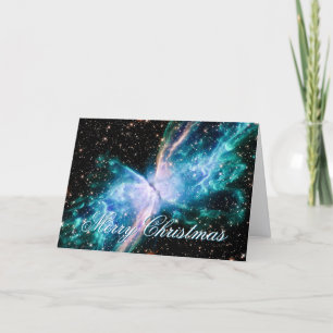 Celestial Photo Aqua Butterfly Nebula Holiday Card