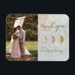Celestial Photo Zodiac Moon Blue Wedding Thank you Magnet<br><div class="desc">Beautiful New Age theme custom photo faux gold glitter zodiac waxing Moon Wedding Thank You Magnet with celestial icy blue mottled background & decorative font caramel typography details which can be easily customized with your own text options. Designed to co-ordinate with a full suite of wedding paper stationery items &...</div>