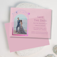 Celestial Pink Purple Photo Wedding Save The Date