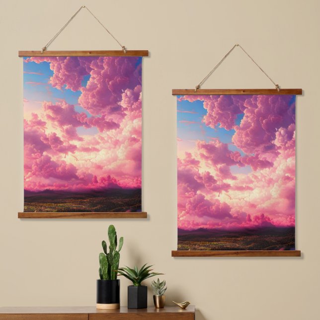 Celestial Pink Sky Hanging Tapestry (Asymmetrical)