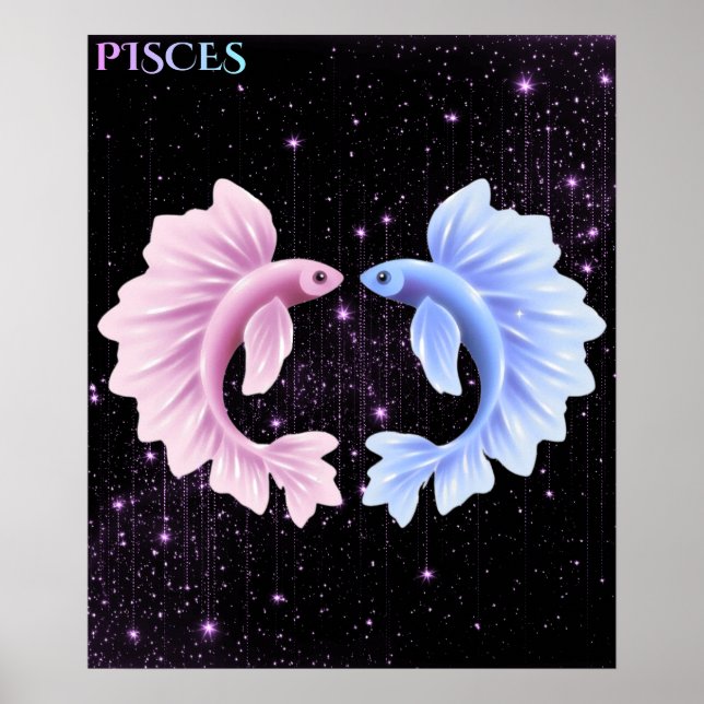 Celestial Pisces – Astrology Art Poster (Front)