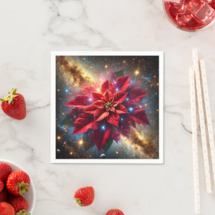 Celestial Poinsettia Festive Floral Decoupage Napkin