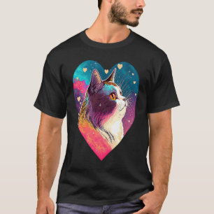 Celestial Pop Cute Cat Kitten Valentine Heart 1 T-Shirt