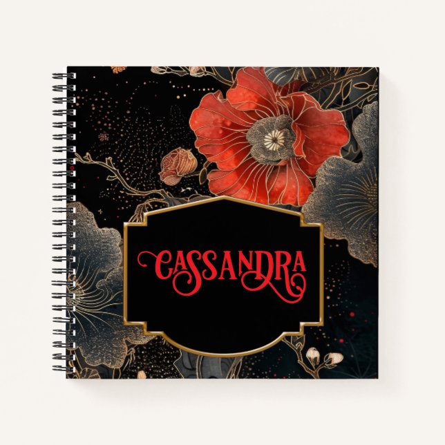 Celestial Poppies Personalised Notebook (Front)