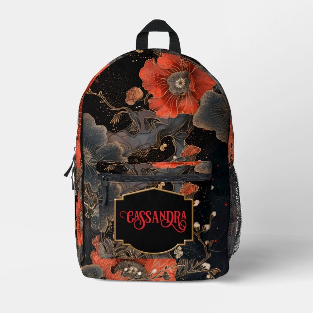 Celestial Poppies Personalised  Printed Backpack (Front)