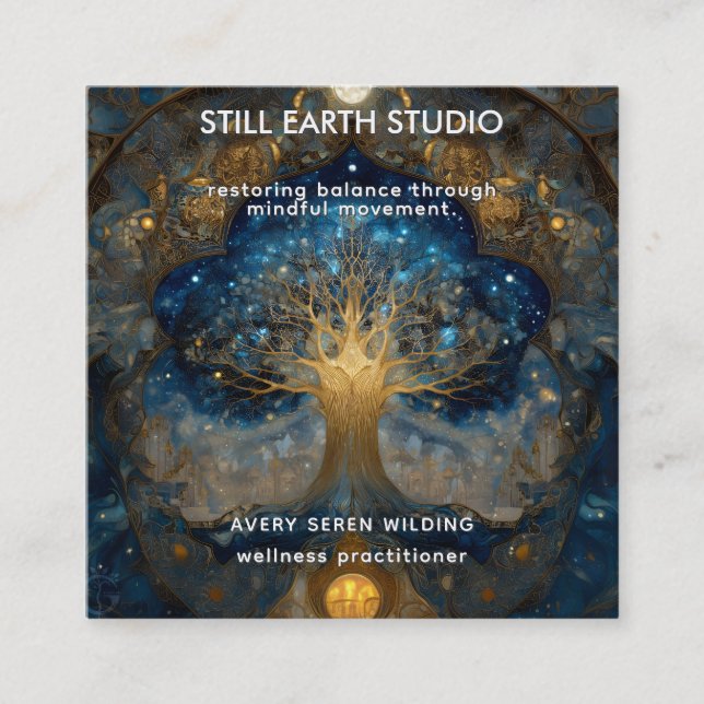 Celestial Portal | Tree of Life Square Business Card (Front)